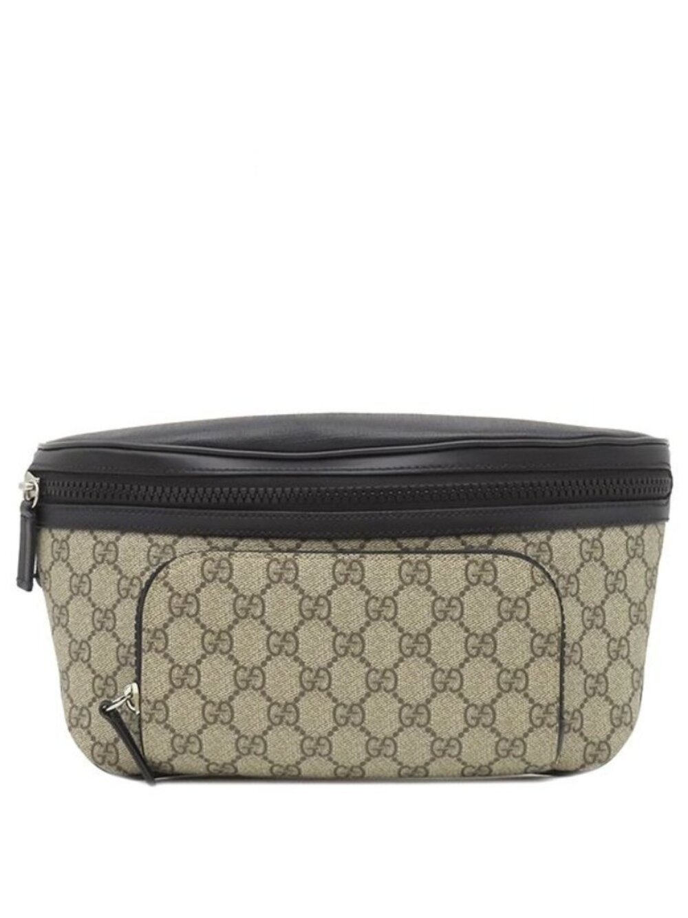 Gucci Belt Bag Cross GG Supreme Canvas Leather Beige Black Silver